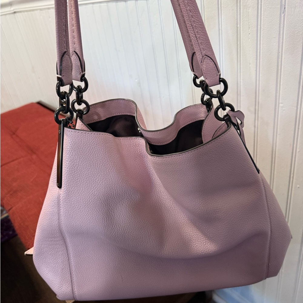 Authentic Coach Pink Genuine Pebbled Leather Satchel Shoulder Bag - Picture 6 of 8